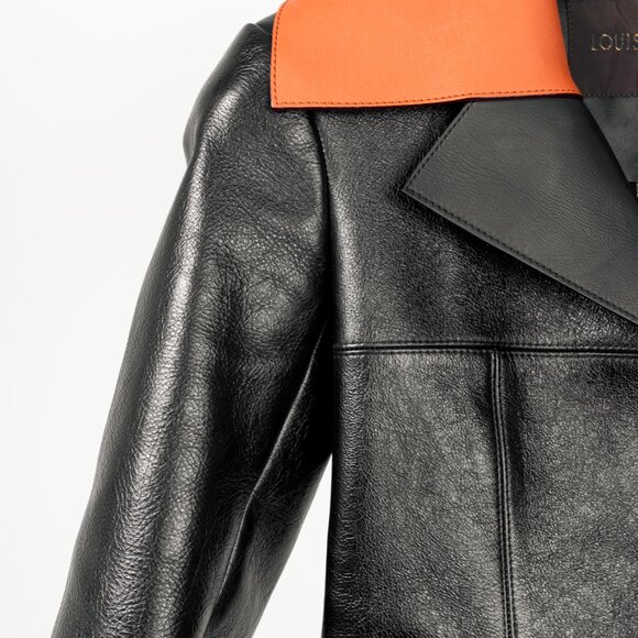 Louis Vuitton AW/14 Runway Black Calfskin Leather Snap Coat - Picture 6 of 14